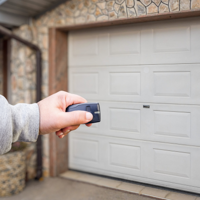 Scottsdale security key fob pointing to a garage door